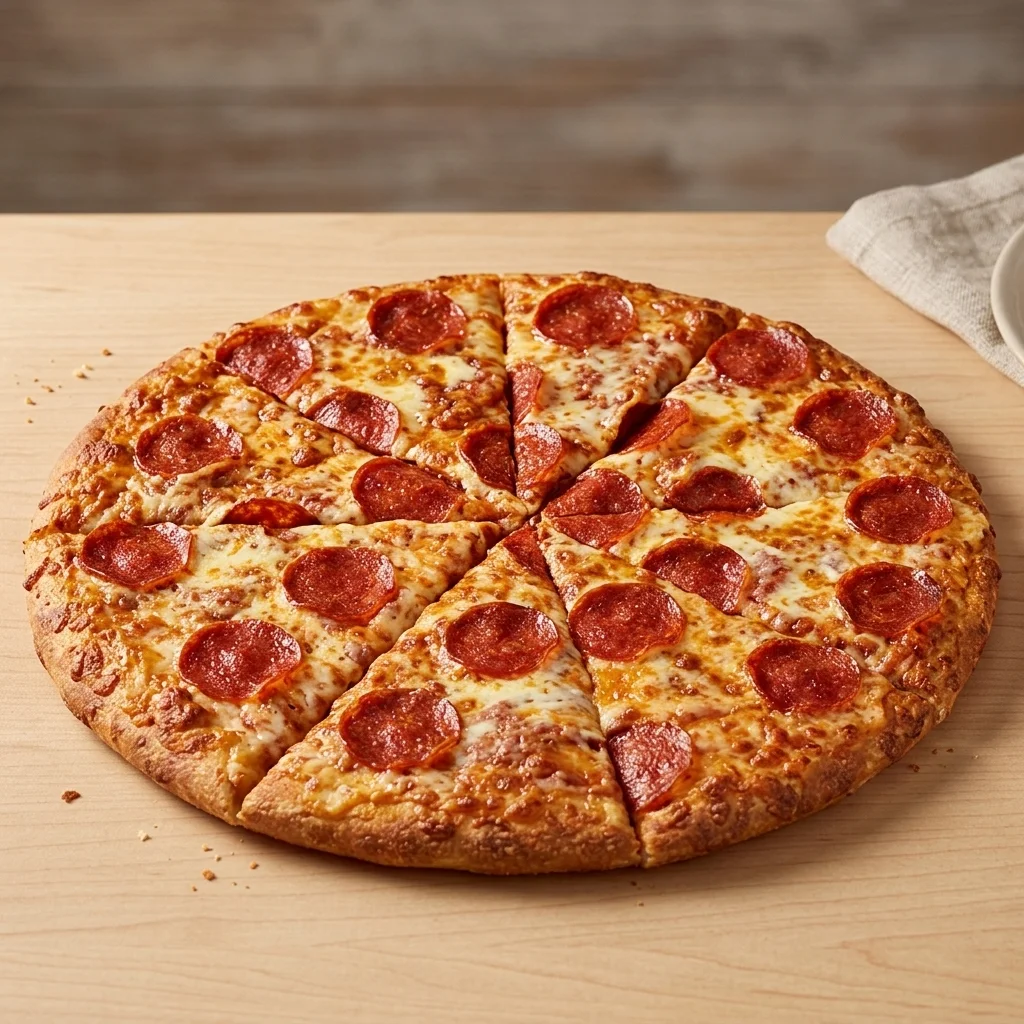 Pepperoni pizza cut into slices
